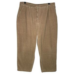 LL Bean Corduroy Pants Womens 16 Petite Beige Stretch Straight Casual Office